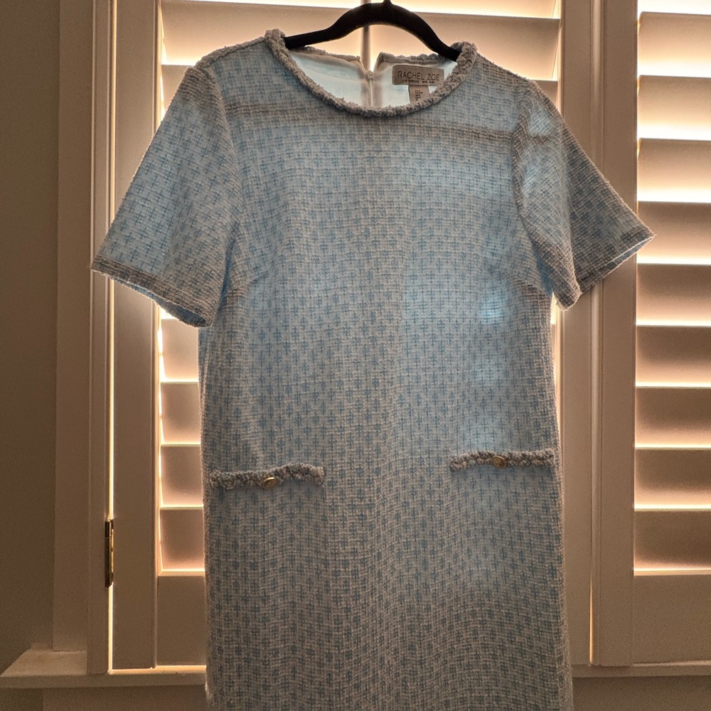 Rachel Zoe Sky Blue Textured Mini Dress